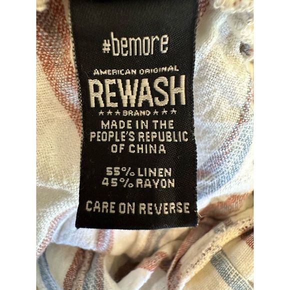 Rewind Linen Blend Stripped Pants Women's M - Picture 10 of 11